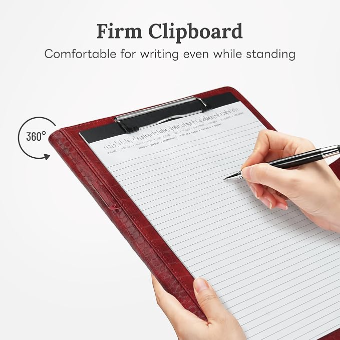 Clipboard Folder Padfolio, Mymazn Writing Portfolio Faux Leather Clipboards with Cover for Legal Pad Holder Letter Size A4 8.5 x 12 for Business Conference Notepad Clip Boards
