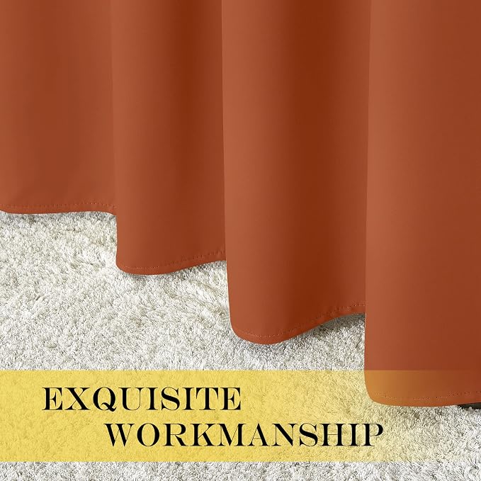 NICETOWN Blackout Short Curtain 63 inches Long for Windows, Thermal Insulated Curtain Grommet Room Darkening Window Treatment for Bedroom/Living Room, 1 Panel, W46 x L63, Burnt Orange