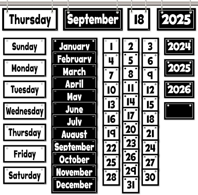 Teacher Created Resources Black and White Flip Calendar