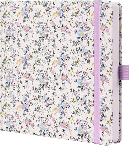 TIEFOSSI Dotted Journal Notebook, Dot Grid Notebook for Women Men, Fabric Flower Journal, 160 GSM Thick Paper, 160 Numbered Pages, 8 x 8 Square Diary