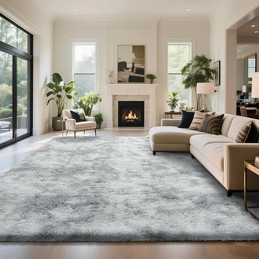 yongyangjuxin Fluffy Rug Shag Area Rug, Mottling Grey 9x12 Area Rugs for Living Room, Large Shag Area Rugs for Bedroom Room Home Decor, Upgrade Anti-Skid Rectangular Fuzzy Rugs
