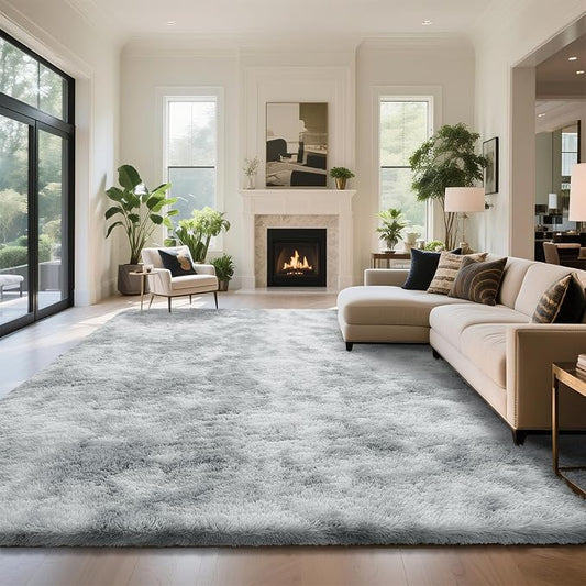 yongyangjuxin Fluffy Rug Shag Area Rug, Gradual Grey 10x14 Area Rugs for Bedroom, Super Soft Shag Rugs for Living Room Bedroom Room Home Decor, Upgrade Anti-Skid Rectangular Fuzzy Rug