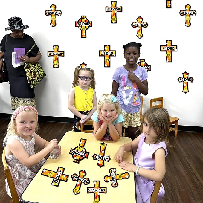 Renbuzhu 36PCS Fathers Day Crafts Bulk: Father's Religious Paper Suncatchers, Christian Sunday School Classroom Activity DIY Kits Gifts Decorations, Window Stained Glass Effect Art Supplies