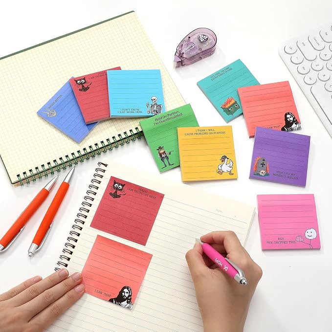 9 Pads Funny Sticky Notes 3x3 Inch Cute Self Stick Notepads Notes Adhesive Memo Pad Office Decor Gifts for Students School Teacher Meeting Office Supplies