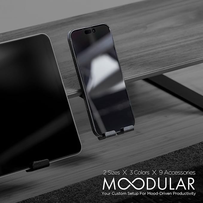 Moodular Phone Stand Add-On for Slide Rails, Do Not Use Alone | Accessory Only, Convenient Access, Hands-Free Viewing, Durable & Stable, Space-Saving, Metal, Felt-Liner, Black, MSA-PS