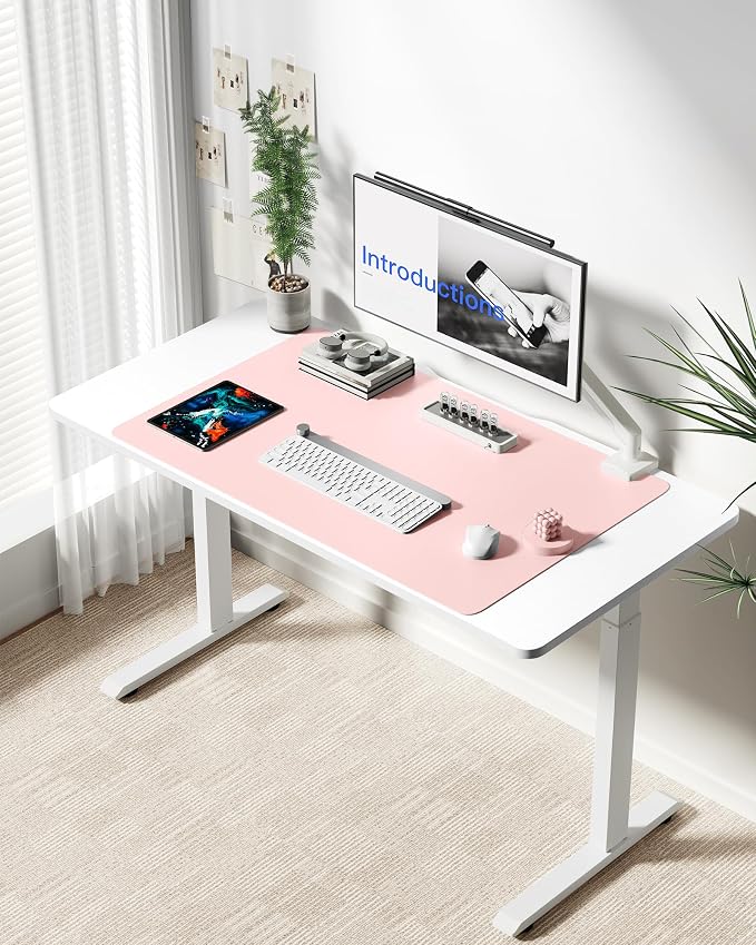 YSAGi Leather Desk Protector, Office Mat, Large Mouse Mat, Non-Slip PU Leather Blotter, Laptop Desk Mat, Waterproof Writing Pad for Office and Home(Light Pink, 40" x 24")