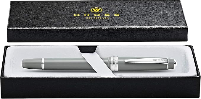 Cross Bailey Light Polished Gray Resin Extra-Fine Nib Fountain Pen - Professional Pen for Effortless Writing - Journaling, Note-Taking & More - Black Ink - Easy Handling - Includes Gift Box