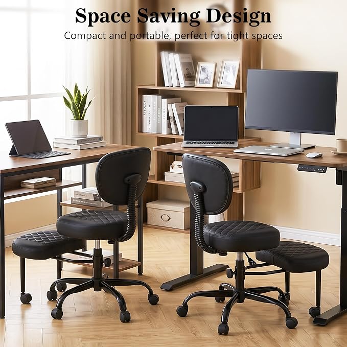 Ergonomic Cross Legged Office Chair with Wheels | Ergonomic Office Chair with Wheels, Adjustable Height for Meditation, ADHD Desk & Yoga, Wide Criss Cross, Lumbar Support