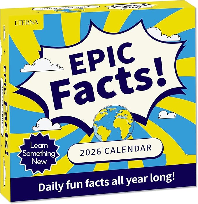 2026 Epic Facts Daily Desktop Calendar | Day To Day Tear Off Calendar with 365 Interesting Mental Floss Facts for Everyday of the Year, Fun Box Calendar Gift For Men or Women, Christmas Stocking Stuffer Gift for Home or Office