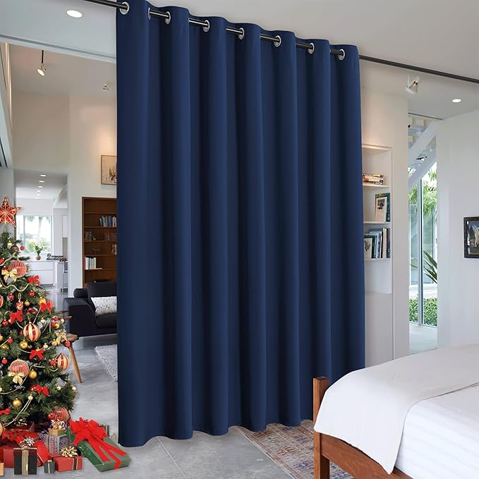 RYB HOME Blackout Curtains Soundproof Energy Saving Insulating Privacy Room Divider Curtains for Patio Sliding Glass Door Living Room Garage Home Theatre Large Window, W 150 x L 90 inches, Navy