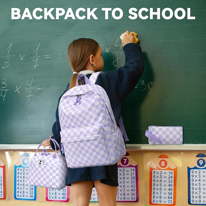 LEDAOU Backpack for Girls School Bag Kids Bookbag Teen Backpack Set Daypack with Lunch Bag and Pencil Case | Kids