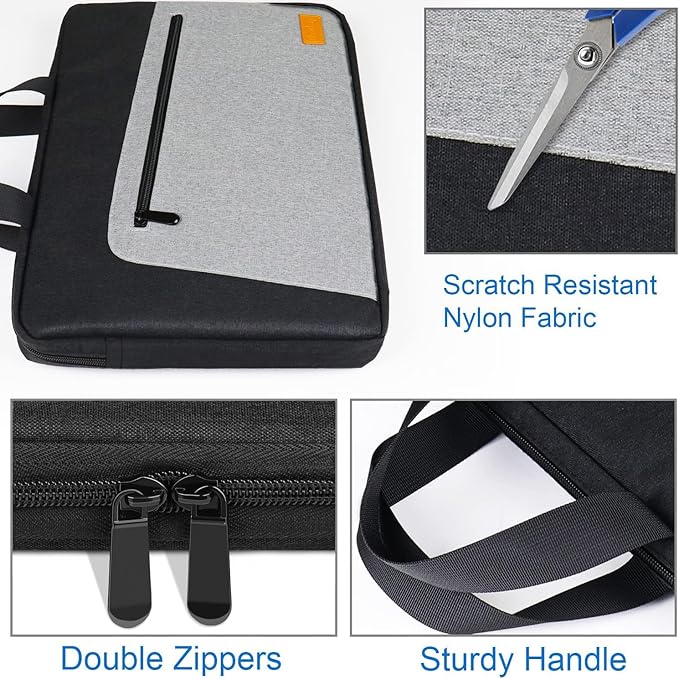 Laptop Case, 15.6 Inch Laptop Briefcase Sleeve Shockproof Protective Water Resistant Computer Carrying Bag Compatible with 15.6 inch HP, Dell, Acer, Asus, Lenovo, Notebook, Black Grey
