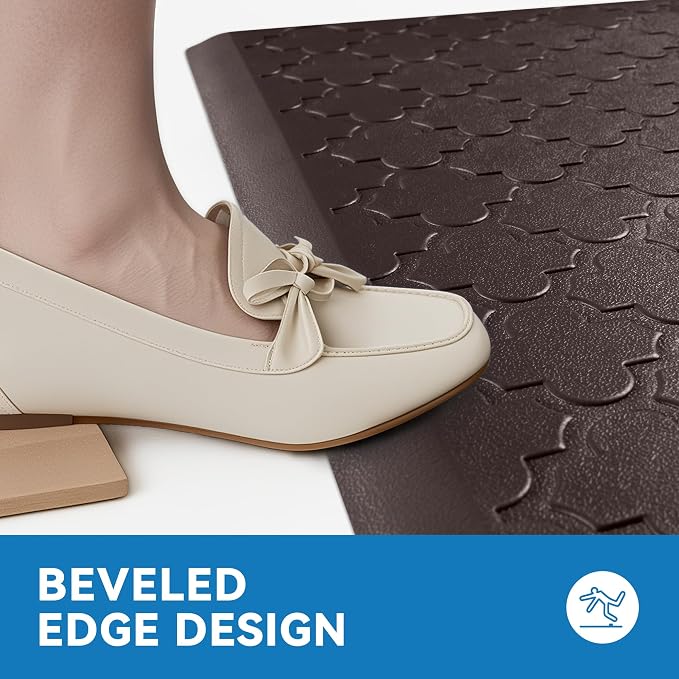 Kitchen Mat Cushioned Anti Fatigue for Floor, Non-Slip Waterproof Comfort Rug for Kitchen Sink, Standing Desk & Laundry, 17.3"x29", Chocolate