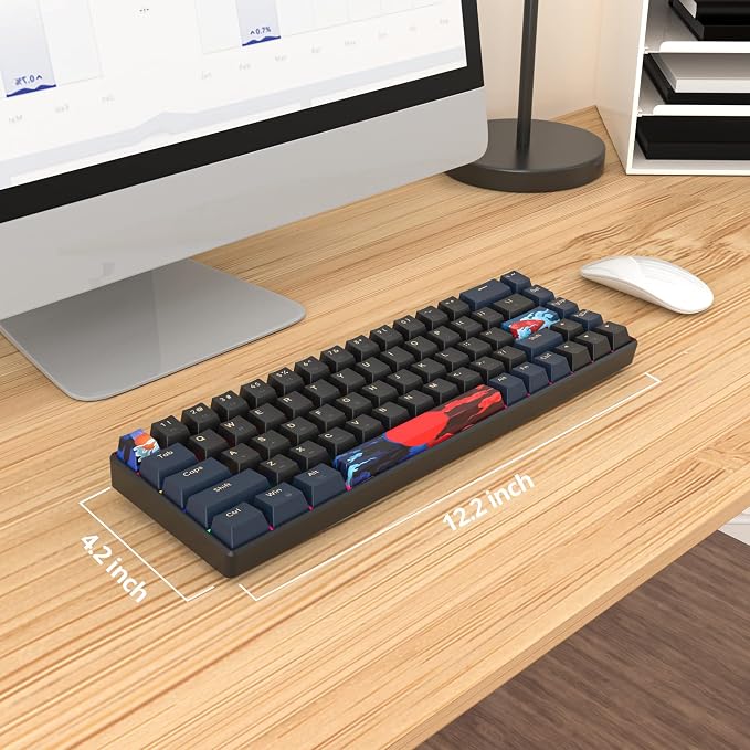 60 Percent Gaming Keyboard Mechanical with Linear Red Switch, 65% Wired Ultra-Compact Mini Keyboard Rainbow with PBT Keycaps for Ps4/Ps5/Xbox(68 Blue)