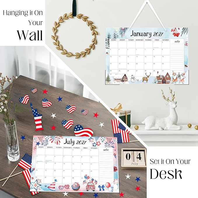 Guasslee Desk Calendar 2026-2027, School Year Calendar 2026, 19-Month Desk/Wall Calendar, 2026 Jun - 2027 Dec, 17" X 11.5" Monthly Planner With Corner Protectors, Thick Paper For Home Office