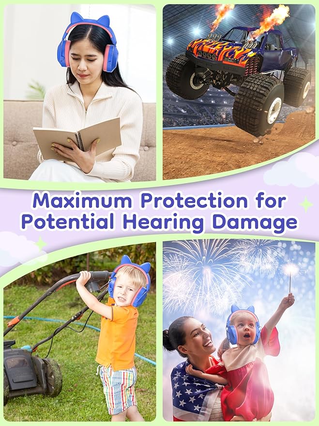 Noise Cancelling Headphones for Kids, SNR 32dB Hearing Protection Earmuffs for Noise Reduction, Ear Muff for Autism Sensory Monster Jam Derby Mowing Concert Air Show Gifts for Kids