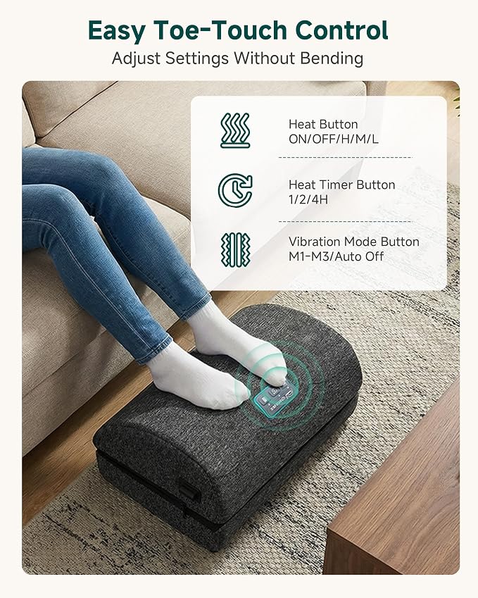 Snailax Footrest Massager with Adjustable Vibrating Heat, Ergonomic Footrest for Desk & Office, Foot Massager for Relaxation, Product for Office Workers, Fathers Day Gift for Dad