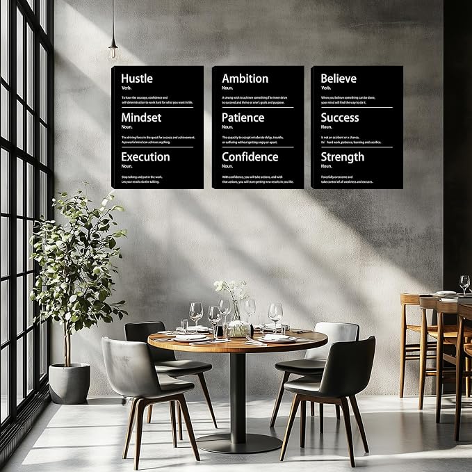 Motivational Wall Decor Paintings Inspirational Office Wall Decor Posters Prints 3 Pieces Bedroom Decor Living Room Office Canvas Picture Wall Painting Home Decoration Framed Artwork (36''W x 16''H)