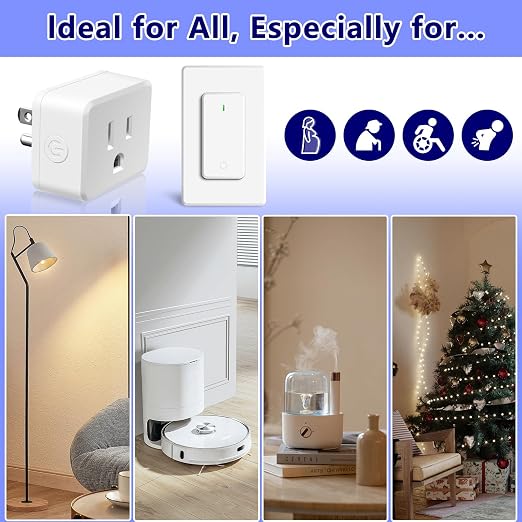 Remote Switch Outlet 2Sets, GreenCyle Outlet Plug with Remote, Wireless On/Off Light Switch Wall Mounted, 15A/1500W, TUV Listed, No Wiring Needed, 500ft RF Range, for Lamps, Fans, Household
