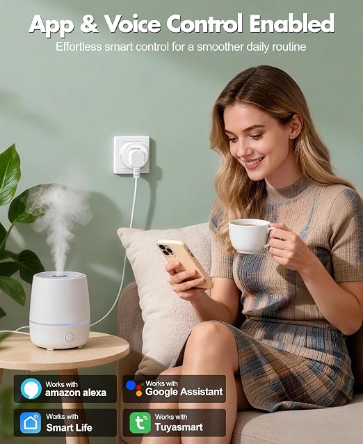 LanOcean Mini Smart Plugs That Compatible with Alexa & Google Home, WiFi Plug for APP Remote & Voice Control, Smart Outlet Timer with Schedule & Group Control Function | 2.4G WiFi Only