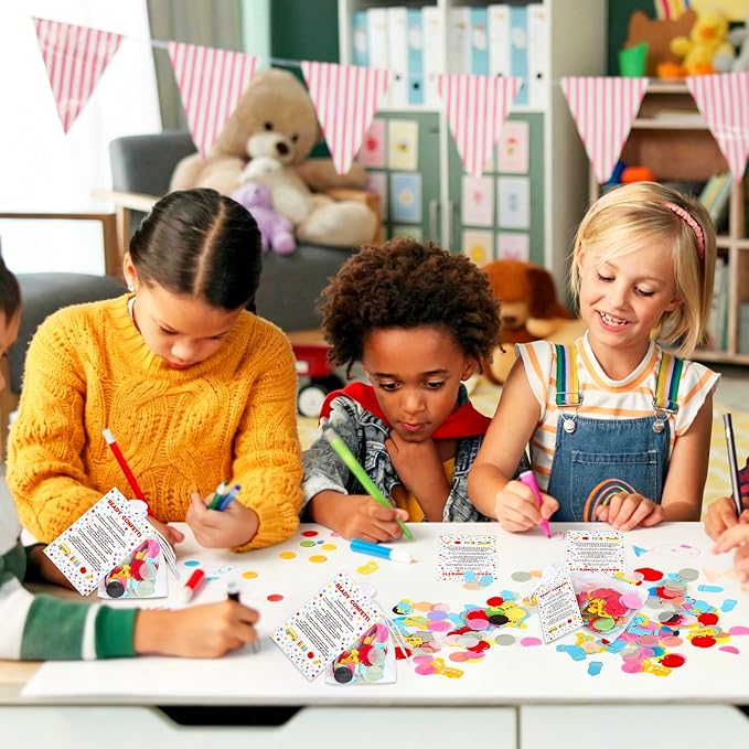 Whaline 24 Sets Back to School Ready Confetti Kits Celebration Confetti with Paper Cards Organza Bags for First Day of School Classroom Party Favors Supplies Table Decor