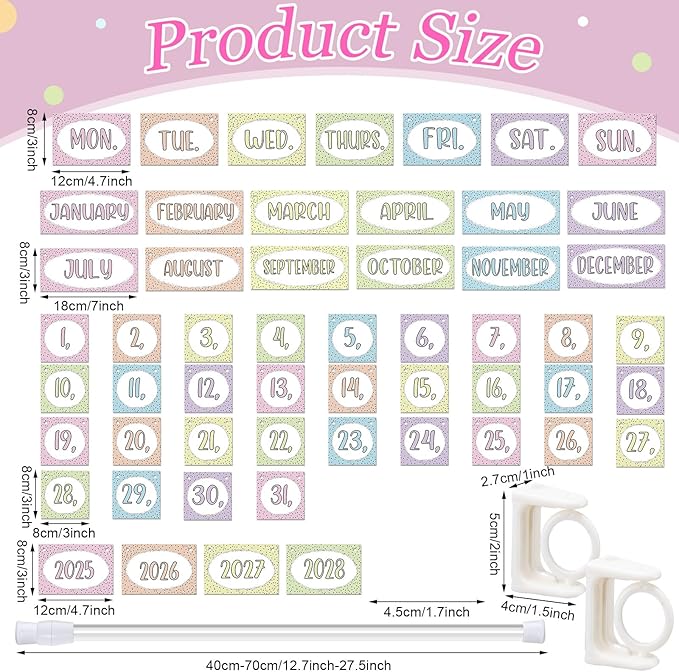 Pastel Flip Calendar Bulletin Board Set Colorful Pastel Flip Calendar with Adjustable Holder 54 Date Cards for Classroom Home Decor Back to School Supplies