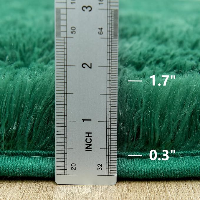 Awaytail Fluffy Rug Non Slip 6x9 Feet, Black Green Large Rugs for Living Room Floor Moss Emerald Shaggy Carpet for Bedroom