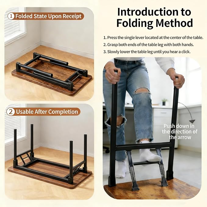 Small Folding Computer Desk - 39.4 Inch Foldable Small Spaces Compact Desk,No Assembly,Bedroom, Dorm and Apartment,Portable Study for Home Office Table