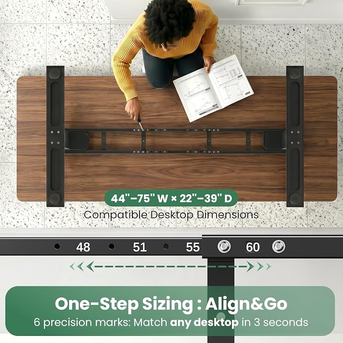 SIAGO Dual Motor Standing Desk Frame for Tops up to 75" - Black Frame Only | 280 lbs Capacity Adjustable Workstation Legs with 3 Memory Presets, Power Strip and Cable Management Tray