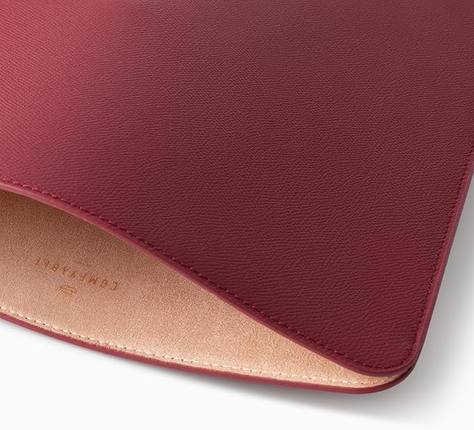 Comfyable Laptop Sleeve 13 Inch Precisely Compatible with MacBook Air M5 2026 & MacBook Pro/Neo A18, Genuine Leather Cover Case, Wine Red