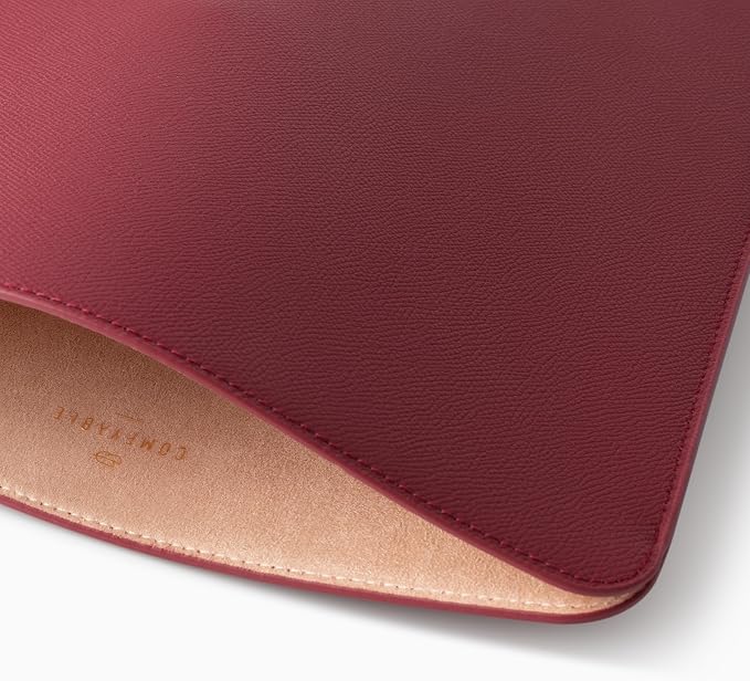 Comfyable Laptop Sleeve 14 Inch Precisely Compatible with MacBook Pro M5 M4 M3 M2 Pro/Max 2026-2021, Genuine Leather Cover Case, Wine Red