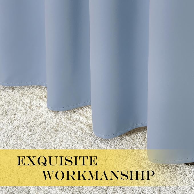 NICETOWN Bedroom Curtain Room Darkening Drapery 102 inches Length - Home Fashion Thermal Insulated Grommet Room Darkening Curtain for Living Room (Vintage Blue, 1 Panel, 52 x 102 inches)