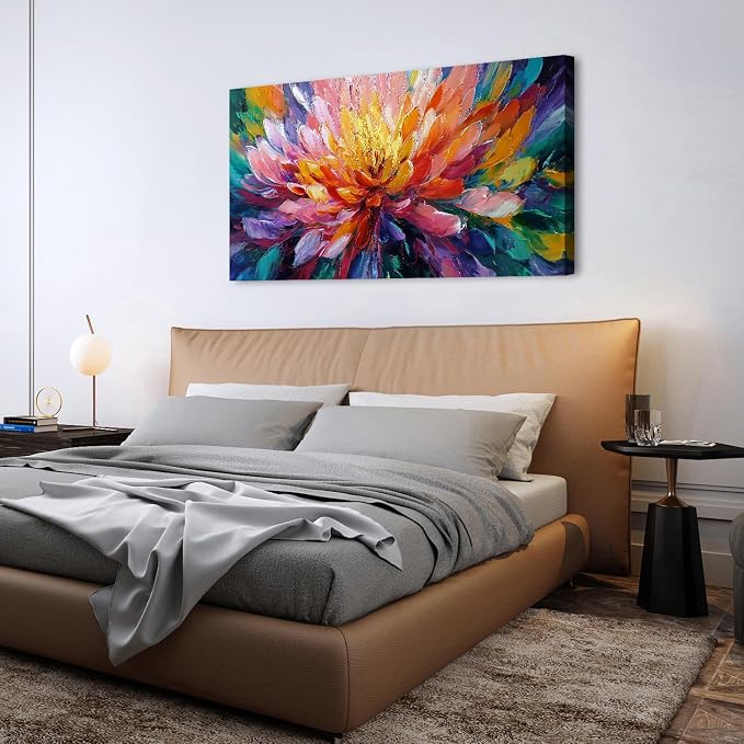 AIYISU Abstract Lotus Wall Art Zen Wall Decor Large Colorful Lotus Flower Pictures for Bedroom Yoga Spa Room Abstract Blossom Floral Canvas Prints Meditation Artwork Living Room Home Decoration 30x60