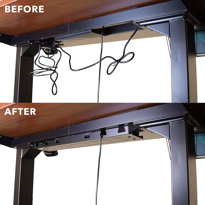 Mount-It! Premium Under Desk Cable Management Tray – 23" Heavy-Duty Steel Cable Tray & Cord Basket for Standing Desk & Home Office, Secure Crossbar or Screw Mount Wire Organizer (Black)