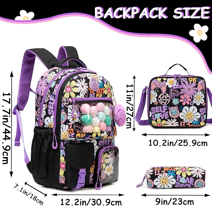 Cute Backpack for Girls Aesthetic Backpack School Backpack for Girls Backpack with Lunch Box Back to School Supplies