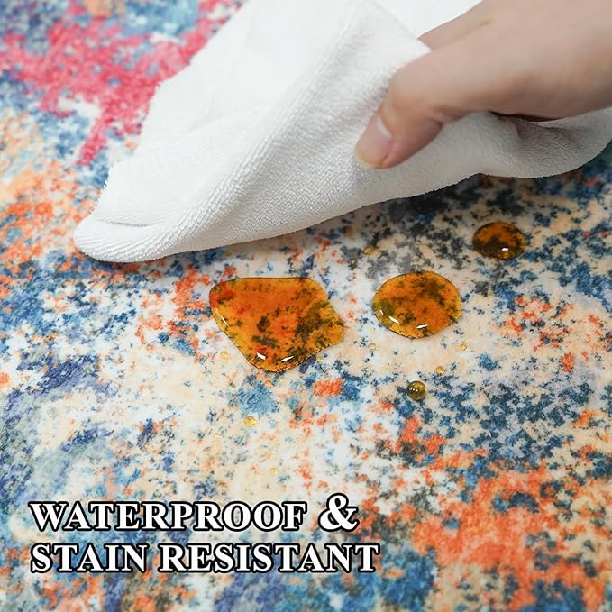 RUUGME 5X7 Area Rug Colorful - Modern Abstract Washable Area Rugs for Living Room Non-Slip Carpet for Bedroom Nursery Office - Soft Low Pile Stain Resistance Floor Mat for Home Decor (5x7 Colorful)