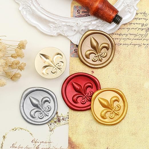 SWANGSA 3D Fleur de Lis Wax Seal Stamp with 200pcs Sealing Wax Beads, Great for Embellishment of Wedding Invitations, Wine Packages, Gift Wraps