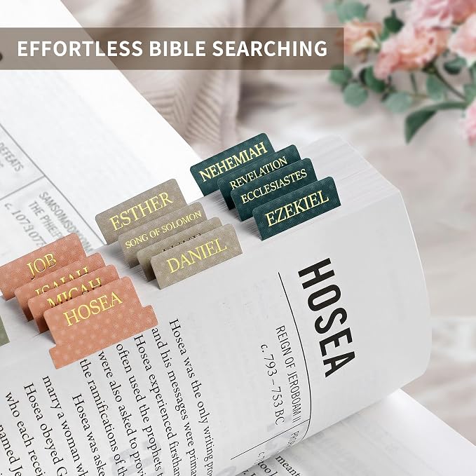 Bible Tabs for Women & Men, Bible Tabs for Study Bible, Large Print Neutral Bible Tabs for Easy Navigation, Bible Index Tabs, 66 Tabs Old & New Testament, Extra 9 Blank Tabs - Starry