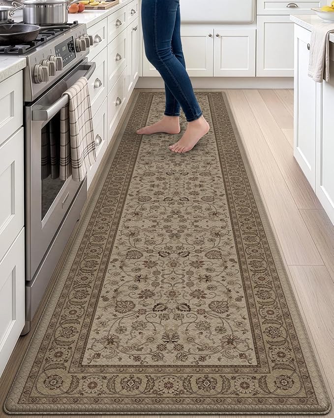 DEXI Kitchen Mats for Floor Cushioned, 23x107 Extra Large Wide Runner Rug Non Slip, Waterproof Soft Comfort Standing Padded Anti Fatigue Decorative, Brown