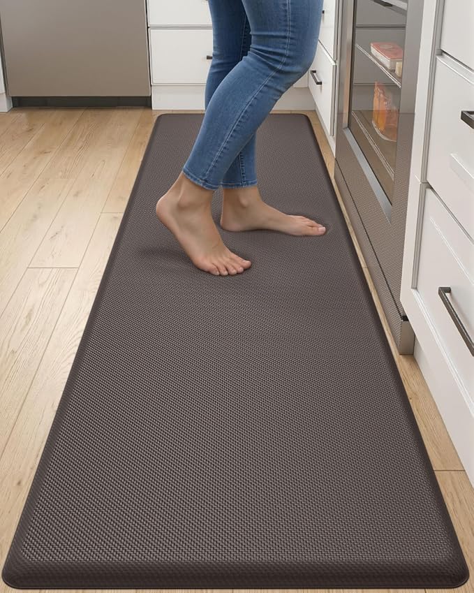 DEXI Kitchen Mat Cushioned Anti Fatigue, Extra Long Large Comfort Standing Floor Mats Waterproof, Memory Foam Antifatigue Runner Rug for Desk Office, Sink, Laundry, 70x20, Brown