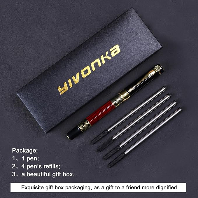 YIVONKA Ballpoint Pen Black Refill,business pens,Luxury Pen,Best Ball Pen Gift Set for Men & Women Professional Executive,Office,Nice Pens Classy Gift Box… (Red)