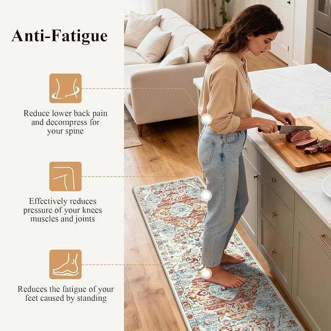 Ileading Anti Fatigue Kitchen Rugs Sets of 2 Cushioned Kitchen Mats for Floor Waterproof Kitchen Mat Set Non Slip Comfort Standing Mat for Kitchen, Office, Sink, Laundry