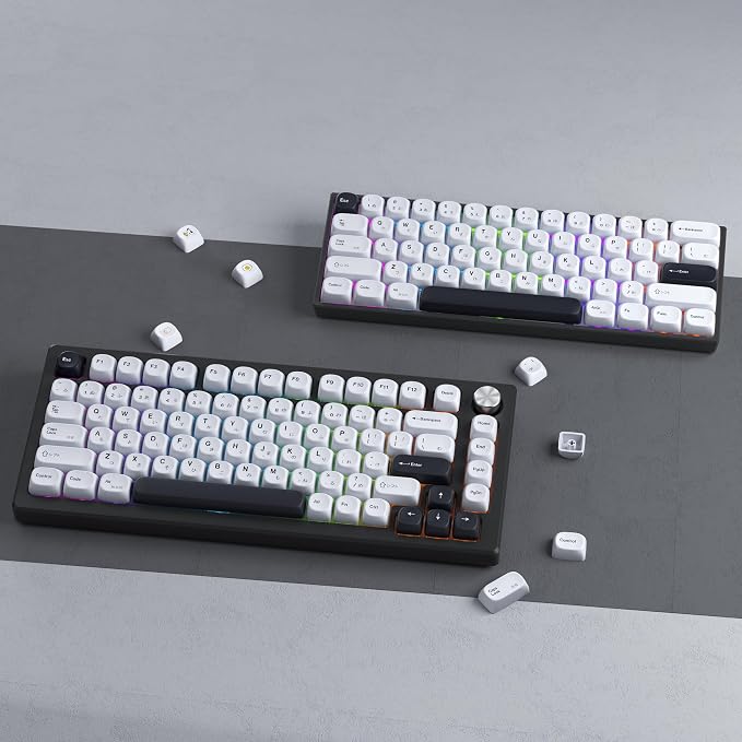XVX PBT Keycaps - White Keycaps MOA Profile, Japanese Key caps 75 60 100 Percent, Dye-Sublimation, Custom 137 Keys Set for 100%, 75%, 65%, 60% Mechanical Keyboard, Bow