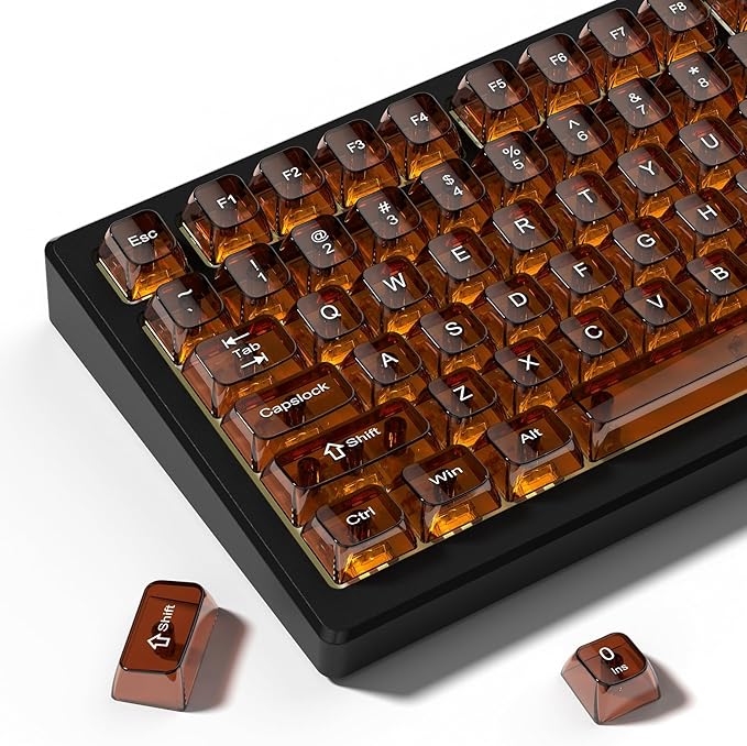 dagaladoo Clear keycaps,Transparent Keyboard keycaps,Jelly Key caps Set,Shine Through keycap，MDA Profile Keyboard caps for Mx Switches Mechanical Keyboard(Brown)