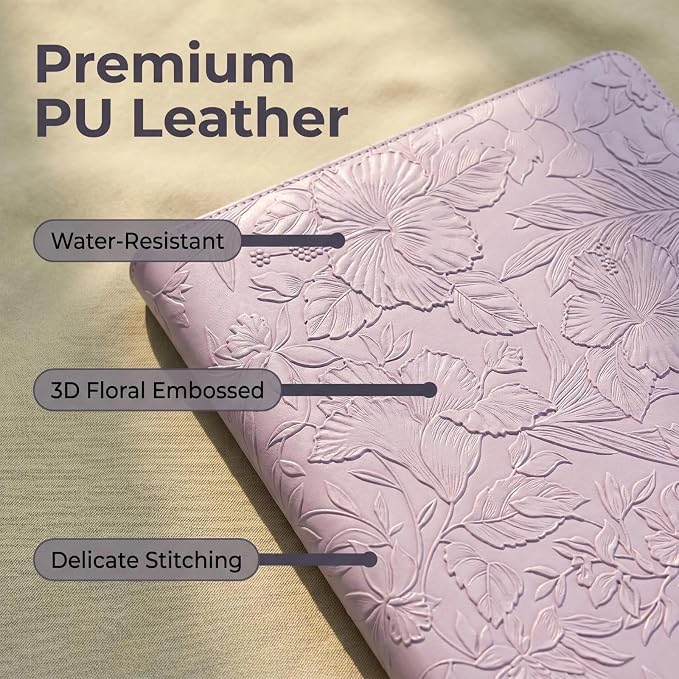 Portfolio Padfolio Binder, Faux Leather Professional Document Organizer with Business Card Holder, Letter-Sized Notepad Legal Pad Holder, Durable Executive Folder for Interviews, Meeting (Purple)