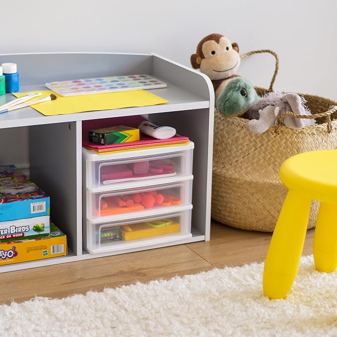 IRIS USA 3-Drawer Medium Stacking Desktop Organizer, White | Organize office supplies, stationery, makeup, craft materials and everyday essentials for neat desktop storage