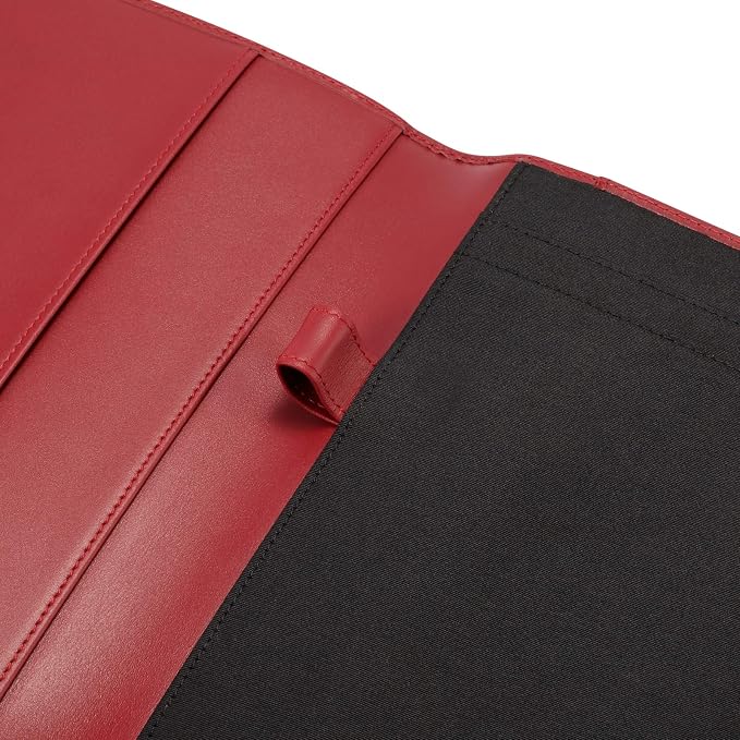 HISCOW Slim Leather Junior Padfolio, 5x8 Notepad Cover, Bordeaux | Italian full-grain cowhide, top-loading legal pad holder, rigid pen loop, quick-access card slot, zipperless boardroom design