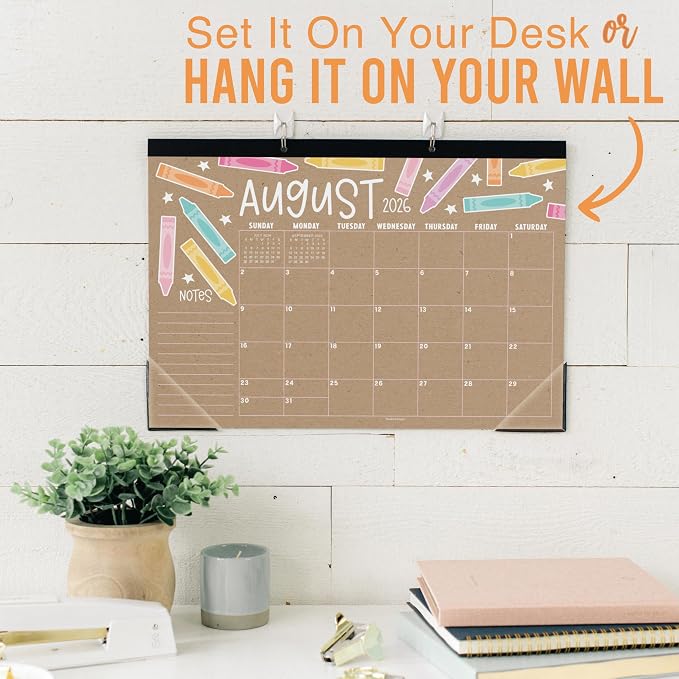Hadley Designs Large Teacher Desk Calendar 2026-2027 - Desktop Calendar 2026, 18-Month Desk Calendars for Home, Office & Classroom, Cute Classroom Must Haves, Back to School Teacher Gifts