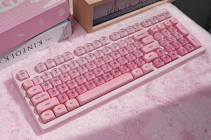 ZORNHER ZH980 Foundation Mechanical Keyboard,95% Pink Creamy Keyboard with Number Pad,Cute Jelly MOA Profile Keycaps,Loud Keyboard Clicky Blue Switches,Hot-Swappable