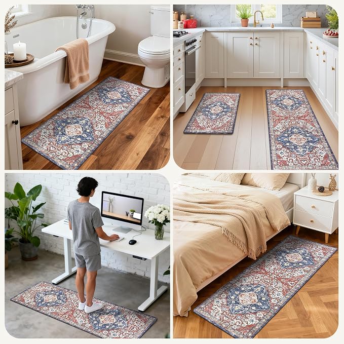 Ileading Anti Fatigue Kitchen Rugs Sets of 2 Cushioned Kitchen Mats for Floor Waterproof Kitchen Mat Set Non Slip Comfort Standing Mat for Kitchen, Office, Sink, Laundry